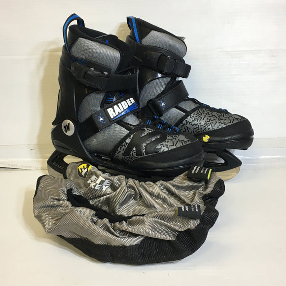 K2 Kids Raider Ice Hockey Skates w/ Guards - Size US 11-2 - Pre-Owned - KLH7BT